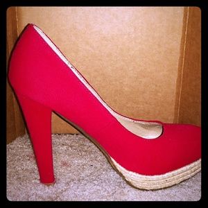Red Canvas Heels/Pumps